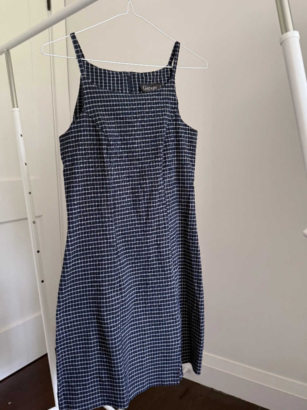 VINTAGE y2k Garage navy/white checkered mini dress